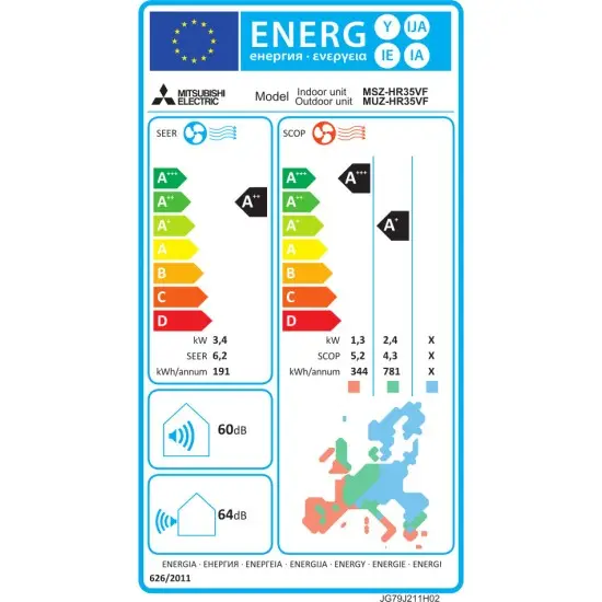 Mitsubishi Electric MSZ/MUZ-HR35VF Κλιματιστικό Inverter 12000 BTU A++/A+ Mitsubishi Electric MSZ/MUZ-HR35VF Κλιματιστικό Inverter 12000 BTU A++/A+