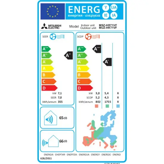 Mitsubishi Electric MSZ/MUZ-HR71VF Κλιματιστικό Inverter 24000 BTU A++/A+ Mitsubishi Electric MSZ/MUZ-HR71VF Κλιματιστικό Inverter 24000 BTU A++/A+