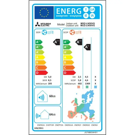 Mitsubishi Electric MSZ/MUZ-LN50VG Κλιματιστικό Inverter 18000 BTU A+++/A++ με Ιονιστή και WiFi Mitsubishi Electric MSZ/MUZ-LN50VG Κλιματιστικό Inverter 18000 BTU A+++/A++ με Ιονιστή και WiFi