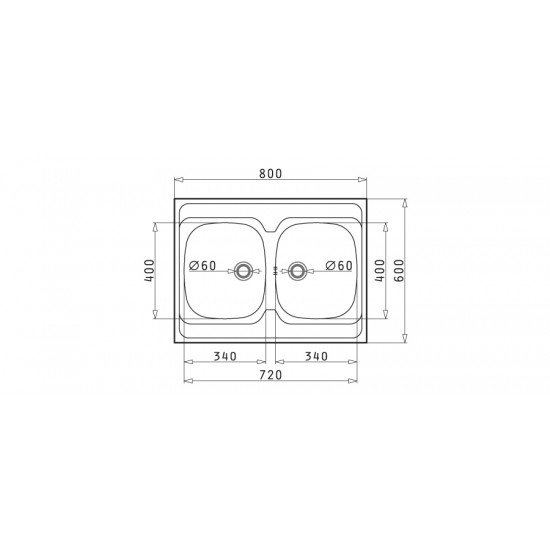 Pyramis International 2B (80x60) (100103501) επικαθήμενος νεροχύτης Pyramis International 2B (80x60) (100103501) επικαθήμενος νεροχύτης
