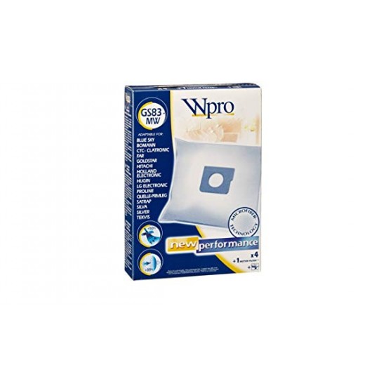 Wpro GS83-MW Σακούλα μικροϊνών για ηλεκτρικές σκούπες (συμβατή και με Bomann CB, Blue Sky AP / BVC, Clatronic BS, LG Extron / Passion / V / TB / VC κ.α) Wpro GS83-MW Σακούλα μικροϊνών για ηλεκτρικές σκούπες (συμβατή και με Bomann CB, Blue Sky AP / BVC, Clatronic BS, LG Extron / Passion / V / TB / VC κ.α)