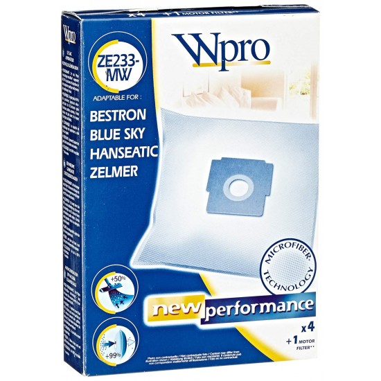 Wpro ZE233-MW Σακούλα μικροϊνών για ηλεκτρικές σκούπες (συμβατή και με Blue Sky AP / BVC, Bestron K / E / S κ.α) Wpro ZE233-MW Σακούλα μικροϊνών για ηλεκτρικές σκούπες (συμβατή και με Blue Sky AP / BVC, Bestron K / E / S κ.α)